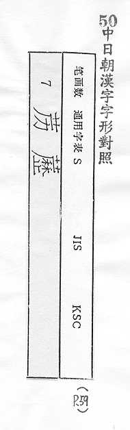 中日朝漢字字形對照 