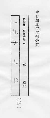 中日朝漢字字形對照 