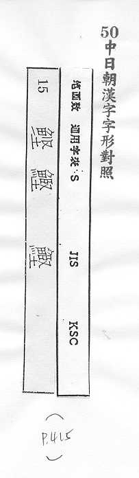 中日朝漢字字形對照 