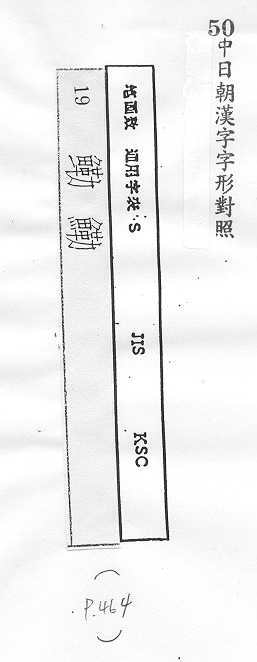 中日朝漢字字形對照 