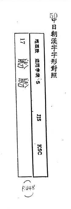 中日朝漢字字形對照 