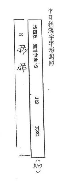 中日朝漢字字形對照 