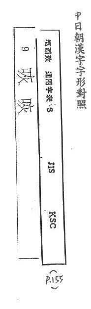 中日朝漢字字形對照 