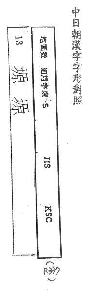 中日朝漢字字形對照 