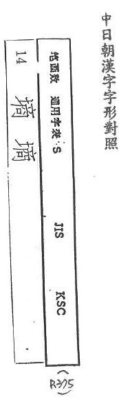 中日朝漢字字形對照 