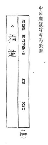 中日朝漢字字形對照 