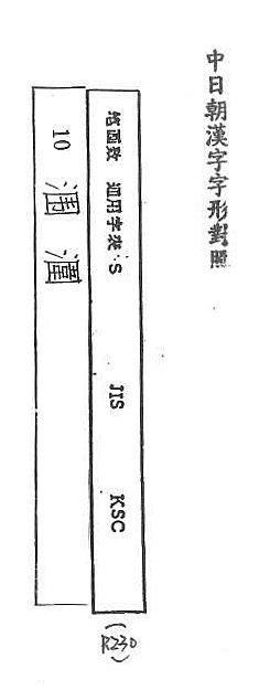 中日朝漢字字形對照 