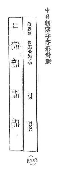 中日朝漢字字形對照 