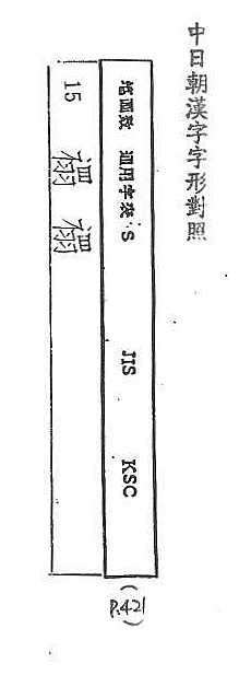 中日朝漢字字形對照 