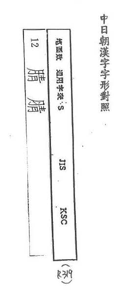 中日朝漢字字形對照 