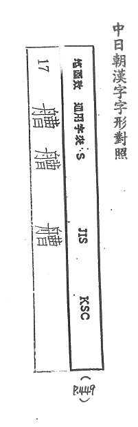 中日朝漢字字形對照 