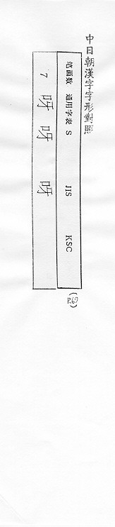 中日朝漢字字形對照 