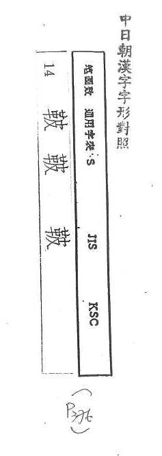 中日朝漢字字形對照 