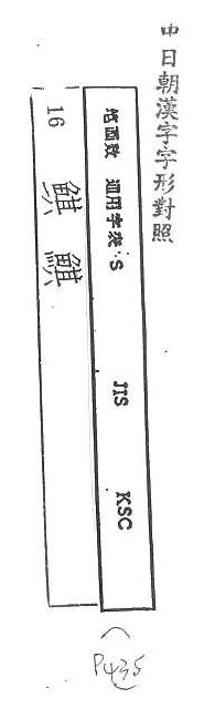 中日朝漢字字形對照 