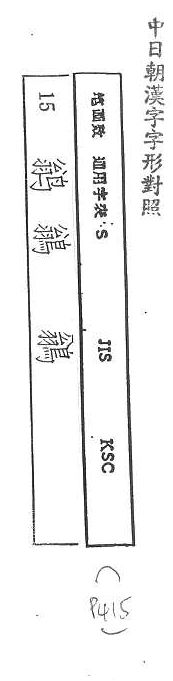 中日朝漢字字形對照 