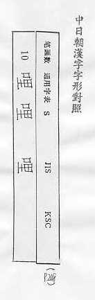 中日朝漢字字形對照 