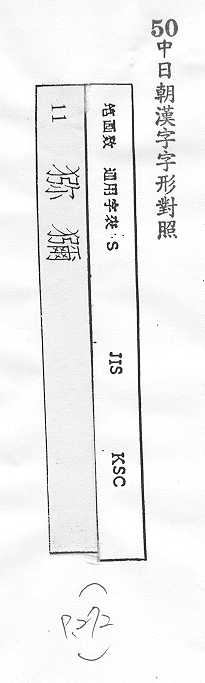 中日朝漢字字形對照 