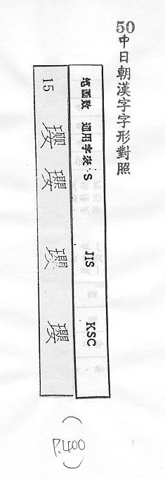 中日朝漢字字形對照 