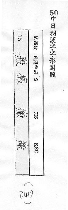 中日朝漢字字形對照 