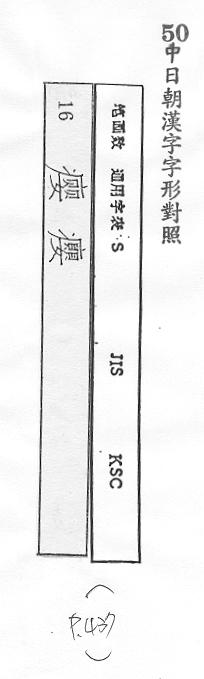 中日朝漢字字形對照 