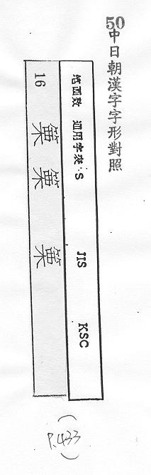 中日朝漢字字形對照 