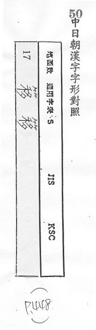 中日朝漢字字形對照 