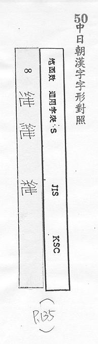 中日朝漢字字形對照 