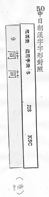 中日朝漢字字形對照 