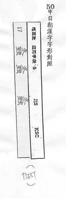 中日朝漢字字形對照 