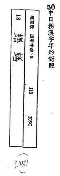 中日朝漢字字形對照 