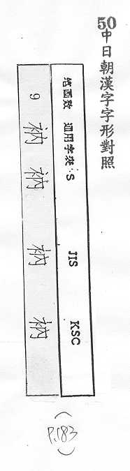 中日朝漢字字形對照 