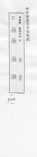 中日朝漢字字形對照 