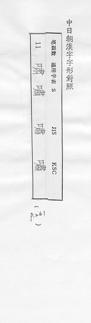 中日朝漢字字形對照 