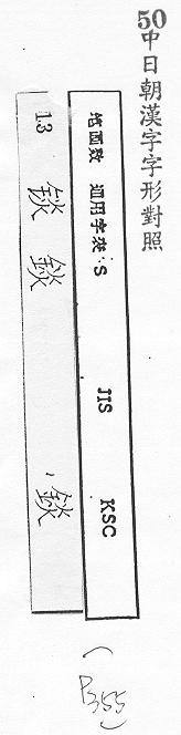 中日朝漢字字形對照 