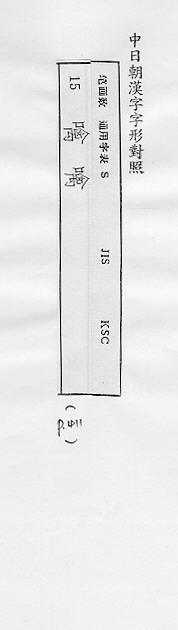 中日朝漢字字形對照 