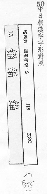 中日朝漢字字形對照 