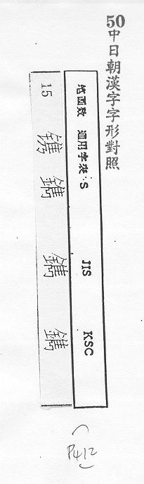 中日朝漢字字形對照 