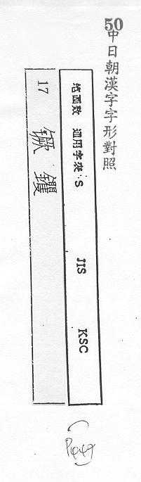 中日朝漢字字形對照 