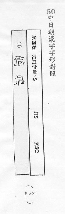 中日朝漢字字形對照 