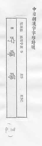 中日朝漢字字形對照 