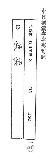 中日朝漢字字形對照 