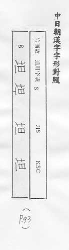 中日朝漢字字形對照 