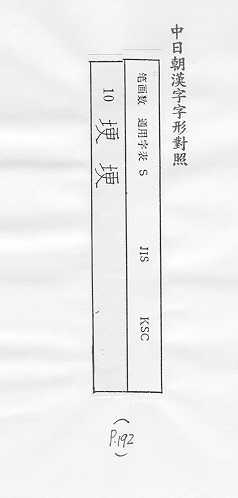 中日朝漢字字形對照 