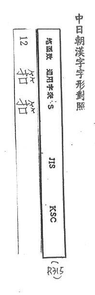 中日朝漢字字形對照 