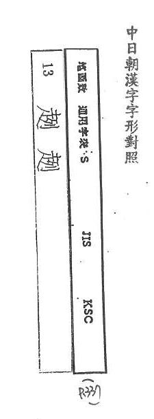 中日朝漢字字形對照 