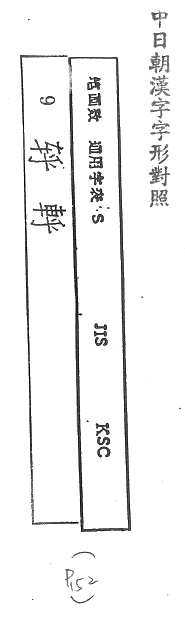 中日朝漢字字形對照 