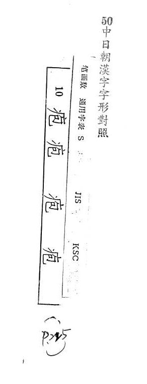 中日朝漢字字形對照 