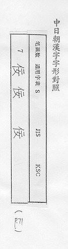 中日朝漢字字形對照 