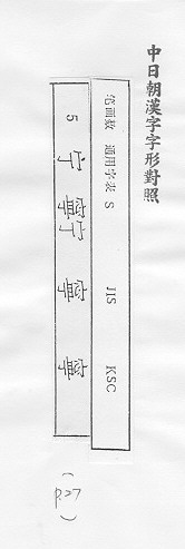 中日朝漢字字形對照 