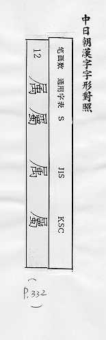 中日朝漢字字形對照 